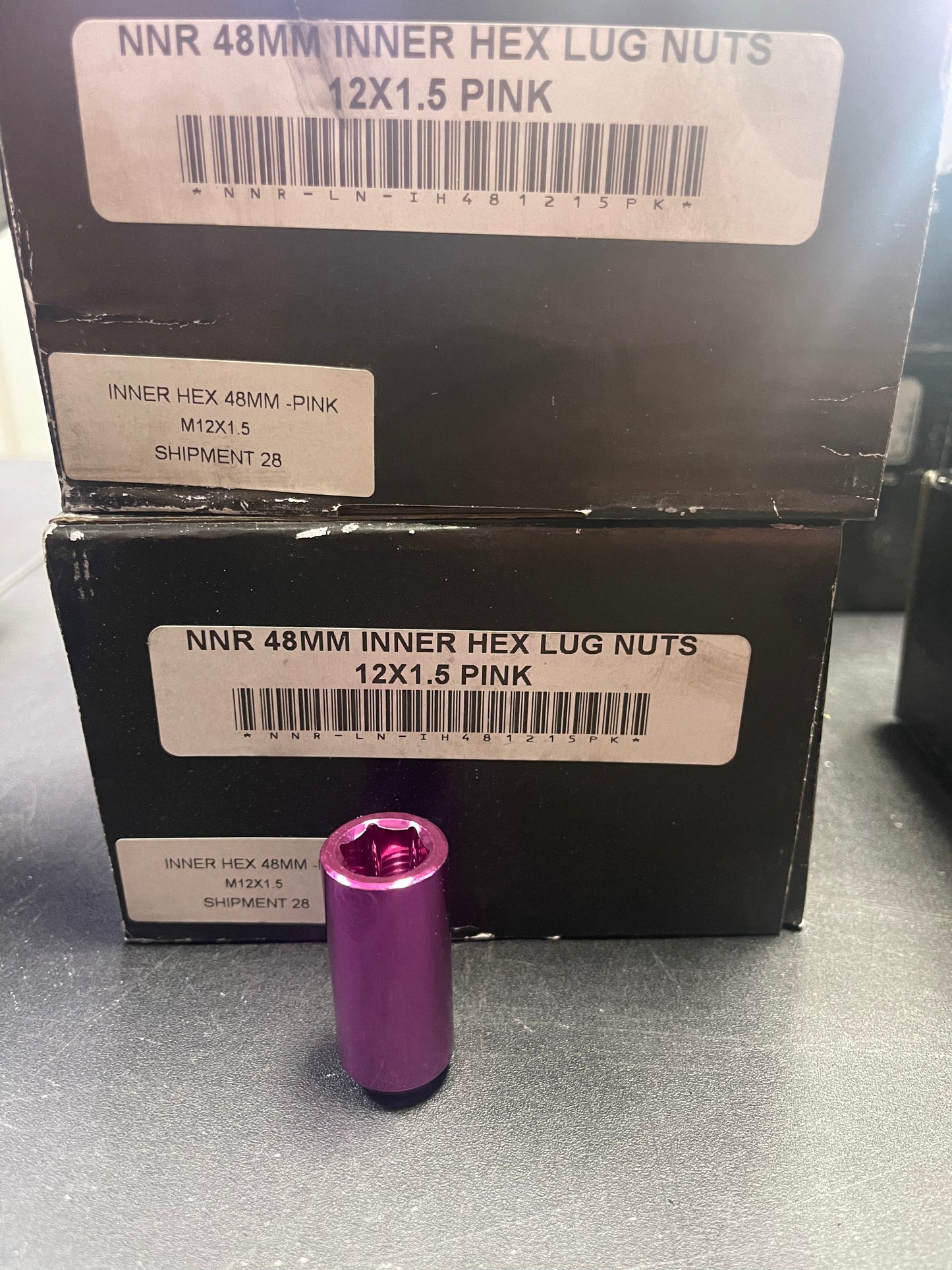 NNR 12x1.5 inner hex lugs pink