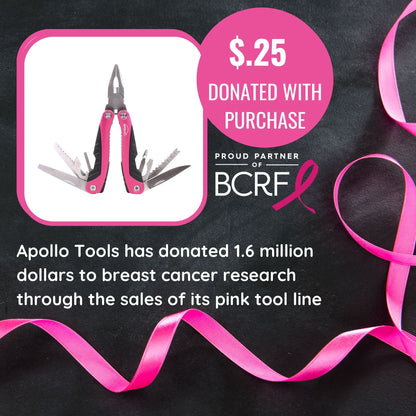 14-in-1 Pink High-Quality Pocket Multitool Pliers. Great for Outdoors, Camping, Fishing  --DT5015P
