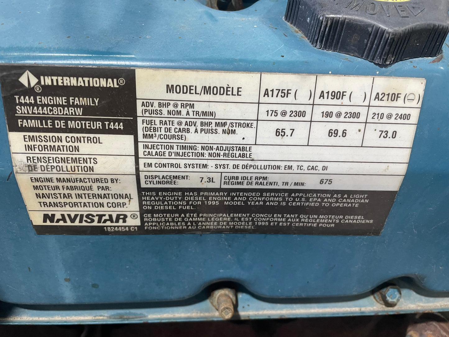 T444E 7.3 NAVISTAR ENGINE ASSEMBLY WITH ALLISON AT545 TRANSMISSION
