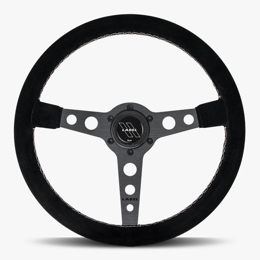 The Daytona | Black Alcantara Suede | Black Spoke | White Stitch