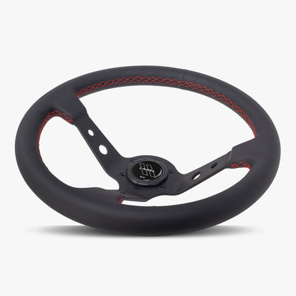 The Daytona | Black Leather | Black Spoke | Red Stitch