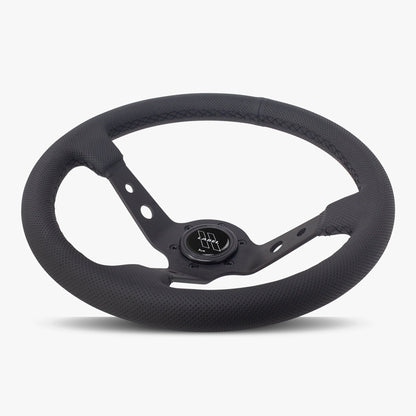 The Daytona | Black Perforated Leather | Black Spoke | Black Stitch