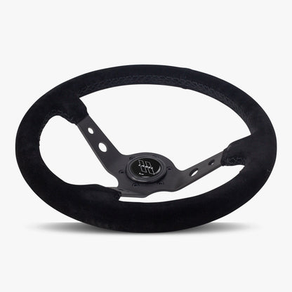 The Daytona | Black Alcantara Suede | Black Spoke | Black Stitch