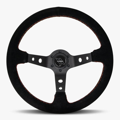 The Daytona | Black Alcantara Suede | Black Spoke | Euro Stitch