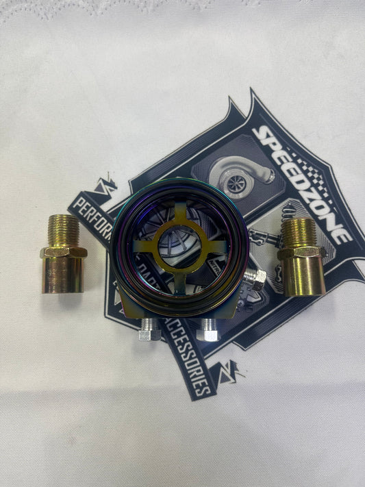 Nnr Oil Pressure Temperature Temp Gauge Filter Sandwich Plate Sensor 1/8 NPT Neo Chrome