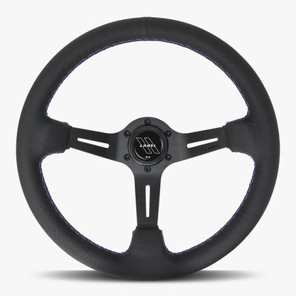 The Le Mans | Black Perforated Leather | Black Spoke | RED Stitch