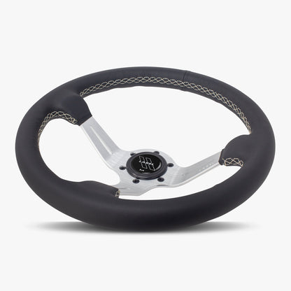 The Le Mans | Black Leather | Silver Spoke | White Stitch